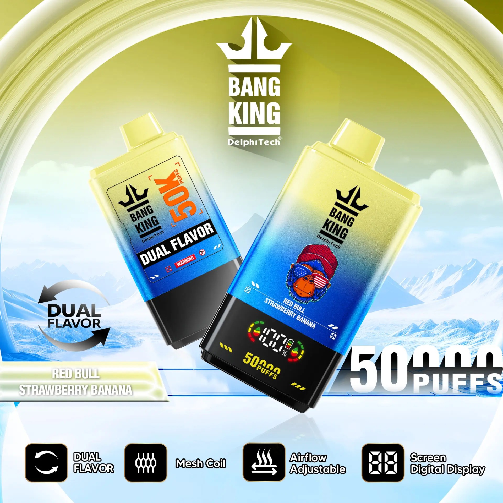 Bang King 50000 50k Puffs Double Saveur Vape Didital Dispaly E-Cigarette  Originale - ChicVape