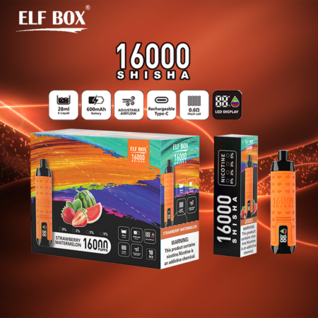 ELF BOX SHISHA 16000 bouffées Cuir Vape original E Cigarette