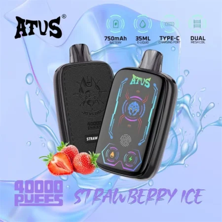 The ATVS 40000 Puffs Vape features adjustable airflow, dual mesh coils, and a smart touch screen, offering up to 40,000 puffs, 35ml e-liquid, and 2%/5% nicotine for a rich, customizable vaping experience.