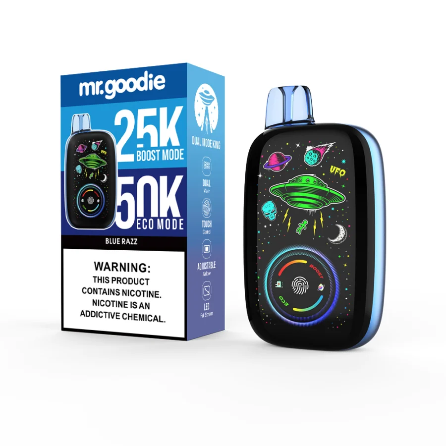 The Mr.Goodie Dual Mode King 50000 Puffs Vape offers dual modes, touch control, 1000mAh battery, 40mL capacity, dual mesh coil, and 10 rich flavors—perfect for smooth, powerful, and customizable vaping anytime, anywhere.
