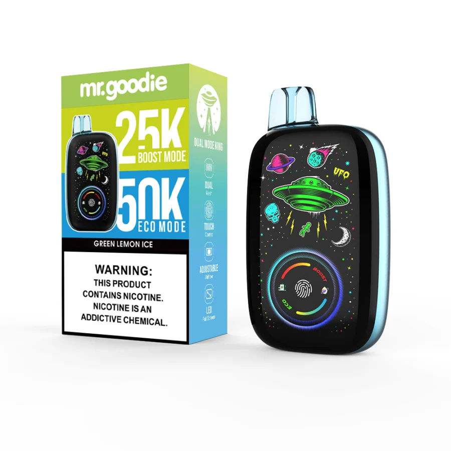 The Mr.Goodie Dual Mode King 50000 Puffs Vape offers dual modes, touch control, 1000mAh battery, 40mL capacity, dual mesh coil, and 10 rich flavors—perfect for smooth, powerful, and customizable vaping anytime, anywhere.