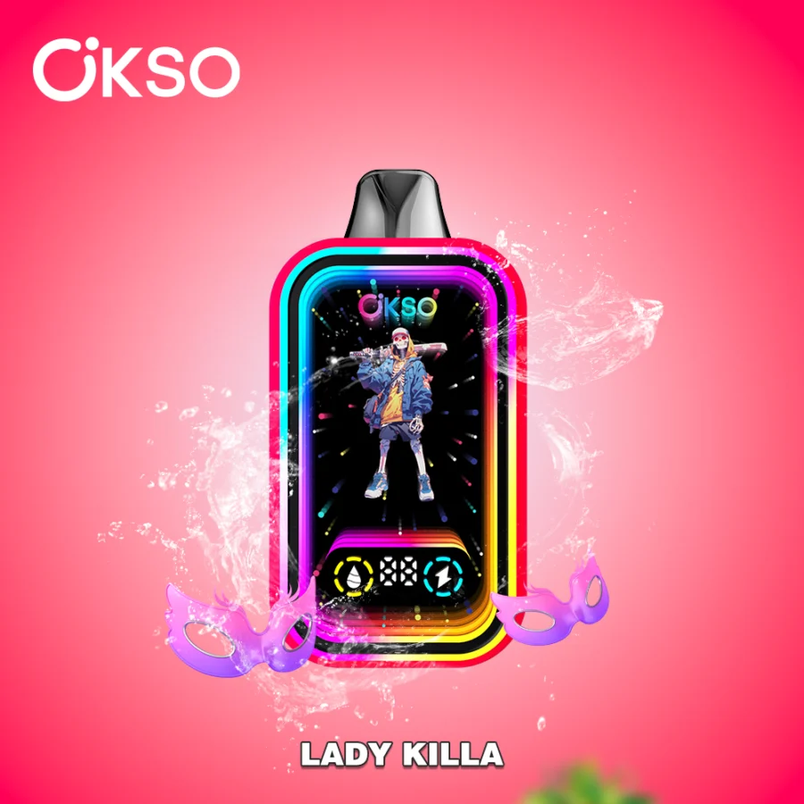 Lo svapo OKSO Magic Mirror da 50.000 tiri offre 50.000 tiri, doppia bobina a rete, luci RGB, schermo LED, blocco bambini e 10 aromi in un design elegante e ricaricabile con ricarica Type-C.