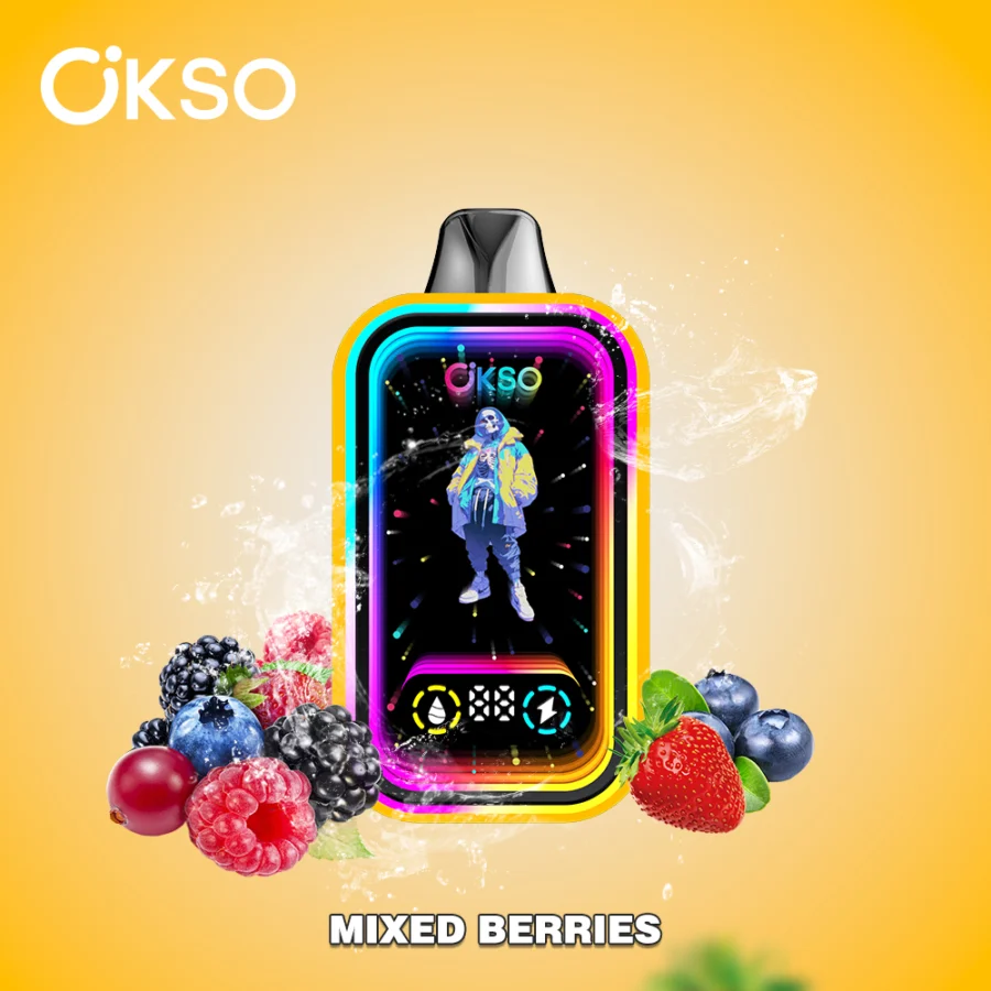 Lo svapo OKSO Magic Mirror da 50.000 tiri offre 50.000 tiri, doppia bobina a rete, luci RGB, schermo LED, blocco bambini e 10 aromi in un design elegante e ricaricabile con ricarica Type-C.