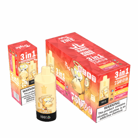 The Bang King Triple 75K Puffs Vape features 3 adjustable flavors, a 45mL capacity, and a triple mesh coil. With 4 nicotine levels, LED display, and Type-C charging, it offers long-lasting, flavorful, and customizable vaping.