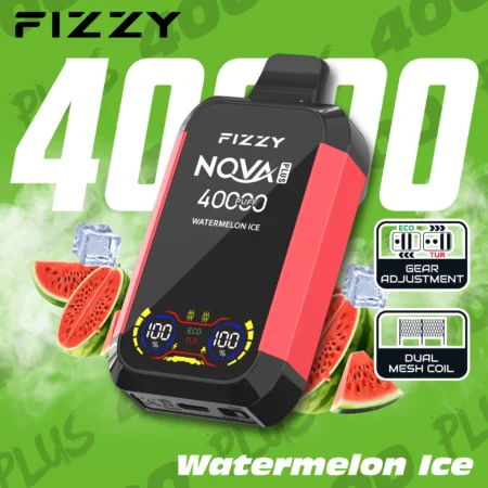 Fizzy Nova Plus 40000 Puffs Vape levererar upp till 40 000 puffs med 2% eller 5% nikotin, 40 ml e-vätska, dubbla mesh-coils, Eco/Turbo-lägen, LCD-skärm och Type-C-laddning – perfekt för kraftfull, långvarig och smakrik vaping.