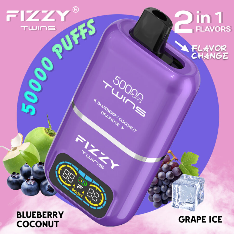 El vaporizador Fizzy Twins 50K Puffs ofrece dos sabores, 50 ml de capacidad y hasta 50 000 caladas. Con nicotina 2%/5%, resistencias de malla doble y carga tipo C, ofrece sesiones de vapeo duraderas, sabrosas y potentes.