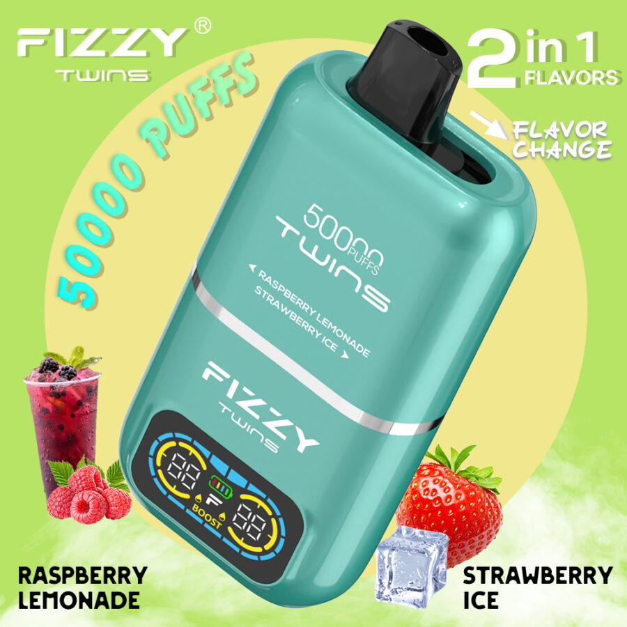 El vaporizador Fizzy Twins 50K Puffs ofrece dos sabores, 50 ml de capacidad y hasta 50 000 caladas. Con nicotina 2%/5%, resistencias de malla doble y carga tipo C, ofrece sesiones de vapeo duraderas, sabrosas y potentes.
