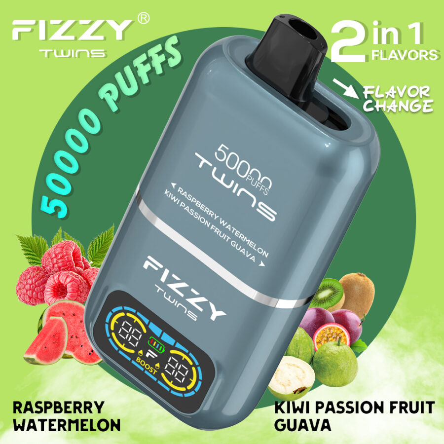 El vaporizador Fizzy Twins 50K Puffs ofrece dos sabores, 50 ml de capacidad y hasta 50 000 caladas. Con nicotina 2%/5%, resistencias de malla doble y carga tipo C, ofrece sesiones de vapeo duraderas, sabrosas y potentes.