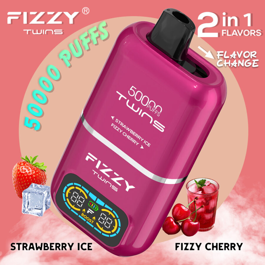 El vaporizador Fizzy Twins 50K Puffs ofrece dos sabores, 50 ml de capacidad y hasta 50 000 caladas. Con nicotina 2%/5%, resistencias de malla doble y carga tipo C, ofrece sesiones de vapeo duraderas, sabrosas y potentes.