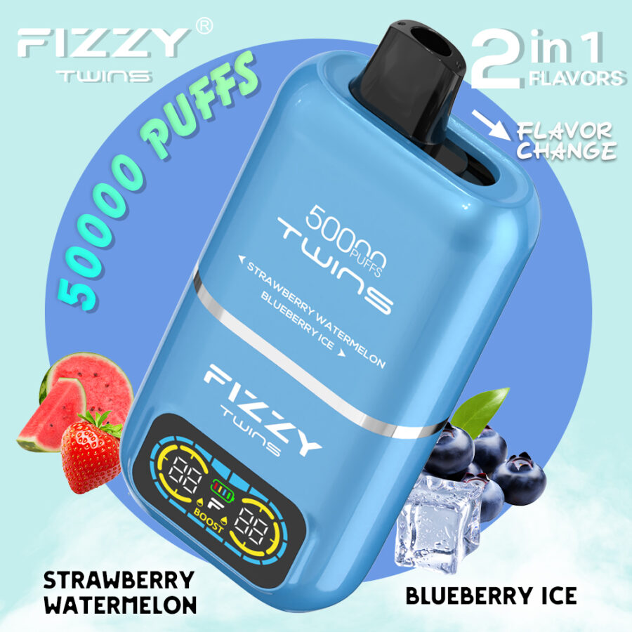 El vaporizador Fizzy Twins 50K Puffs ofrece dos sabores, 50 ml de capacidad y hasta 50 000 caladas. Con nicotina 2%/5%, resistencias de malla doble y carga tipo C, ofrece sesiones de vapeo duraderas, sabrosas y potentes.