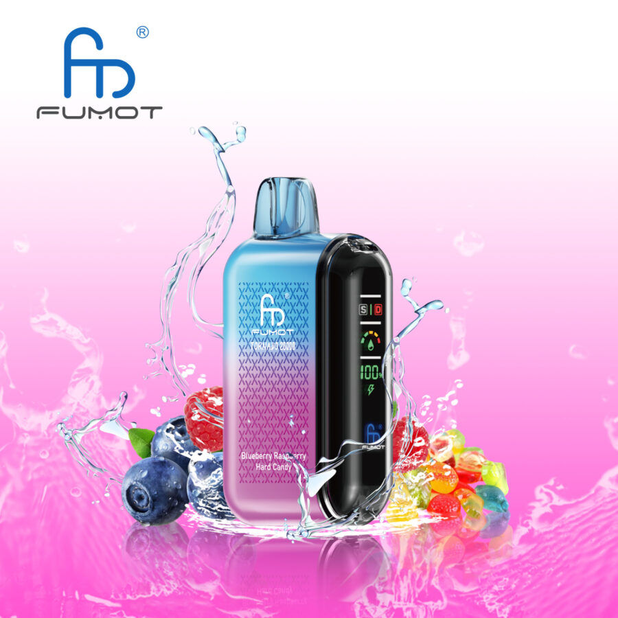 RandM Fumot Tornado 20K Puffs Vape offers 2%-5% nicotine, 20,000 puffs, 20mL e-liquid, dual mesh coil, smart screen, fast Type-C charging, and 39 flavors in a convenient 10-pack for lasting, flavorful vaping.