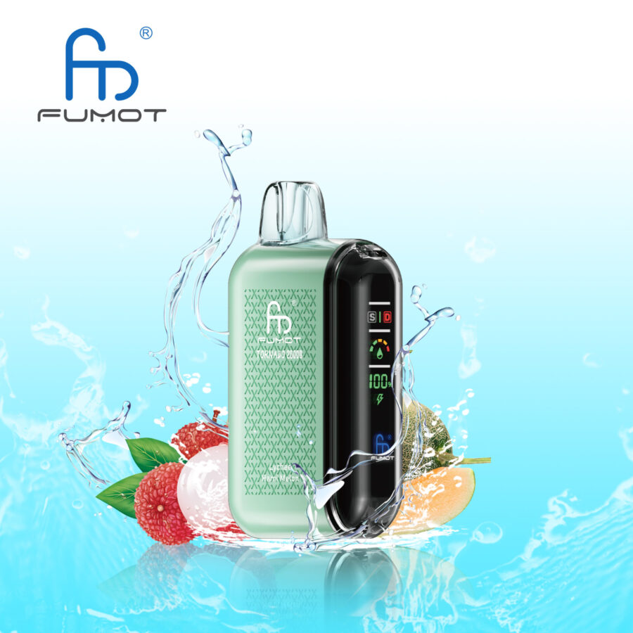 RandM Fumot Tornado 20K Puffs Vape offers 2%-5% nicotine, 20,000 puffs, 20mL e-liquid, dual mesh coil, smart screen, fast Type-C charging, and 39 flavors in a convenient 10-pack for lasting, flavorful vaping.
