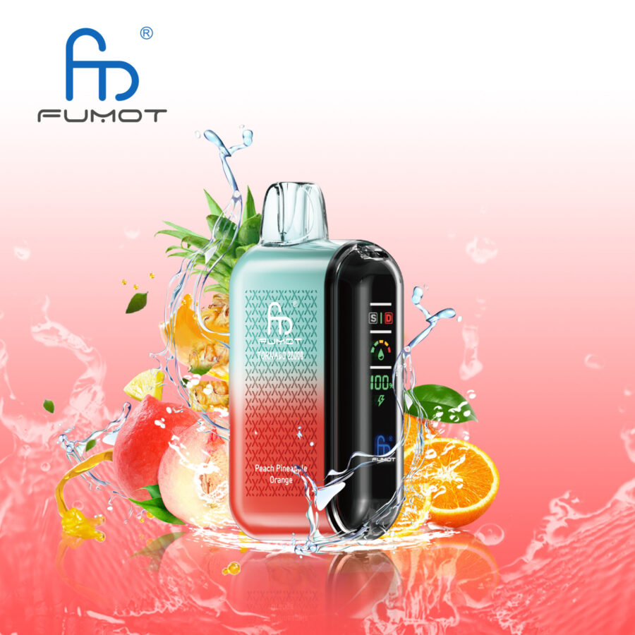 RandM Fumot Tornado 20K Puffs Vape offers 2%-5% nicotine, 20,000 puffs, 20mL e-liquid, dual mesh coil, smart screen, fast Type-C charging, and 39 flavors in a convenient 10-pack for lasting, flavorful vaping.