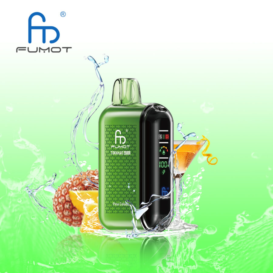 RandM Fumot Tornado 20K Puffs Vape offers 2%-5% nicotine, 20,000 puffs, 20mL e-liquid, dual mesh coil, smart screen, fast Type-C charging, and 39 flavors in a convenient 10-pack for lasting, flavorful vaping.