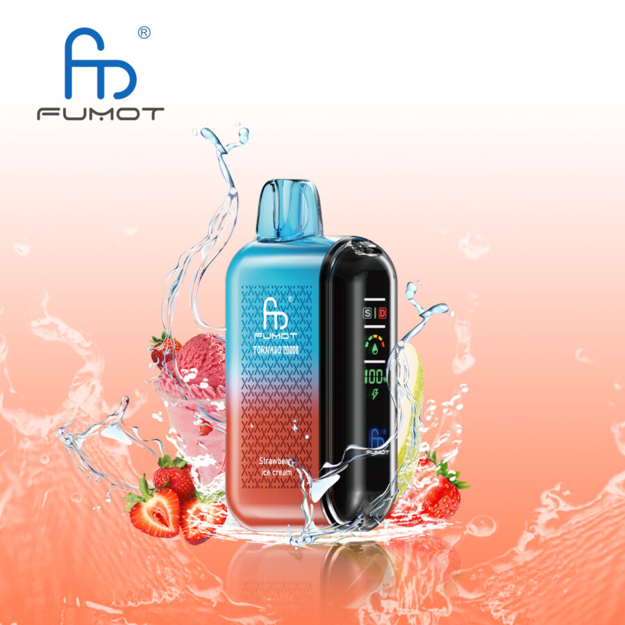 RandM Fumot Tornado 20K Puffs Vape offers 2%-5% nicotine, 20,000 puffs, 20mL e-liquid, dual mesh coil, smart screen, fast Type-C charging, and 39 flavors in a convenient 10-pack for lasting, flavorful vaping.