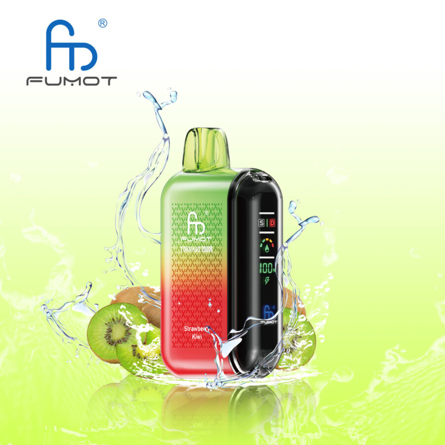 RandM Fumot Tornado 20K Puffs Vape offers 2%-5% nicotine, 20,000 puffs, 20mL e-liquid, dual mesh coil, smart screen, fast Type-C charging, and 39 flavors in a convenient 10-pack for lasting, flavorful vaping.