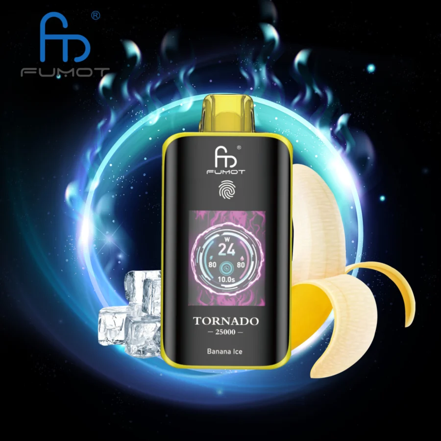 The RandM Fumot Tornado 25K offers 25,000 puffs, dual mesh coil, 700mAh battery, touch screen, and Type-C fast charging, with 26 flavors and adjustable power, delivering smooth, long-lasting, and customizable vaping.