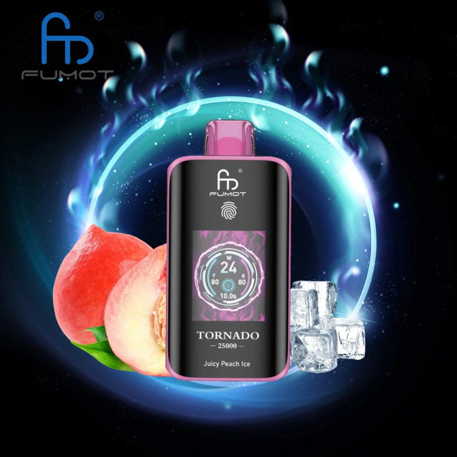 The RandM Fumot Tornado 25K offers 25,000 puffs, dual mesh coil, 700mAh battery, touch screen, and Type-C fast charging, with 26 flavors and adjustable power, delivering smooth, long-lasting, and customizable vaping.